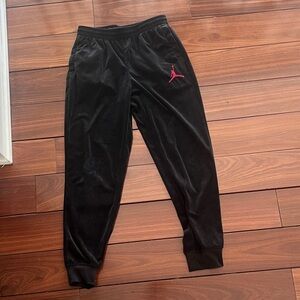 Jordan Kids Black Sweatpants with Pink Logo